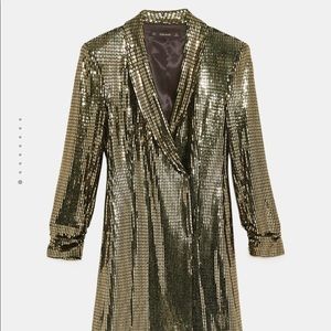 ZARA GOLD SEQUIN BLAZER / NEW YEARS EVE DRESS